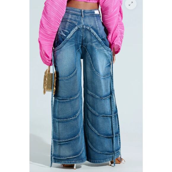 Akira ride the wave wide leg denim jeans Acid Wash Women's Size 27 5 Grunge Rave - Picture 3 of 14